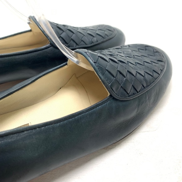 COLE HAAN Navy Blue Leather Upper & Sole Woven Vintage ITALY Flats sz 6.5/ 7 - Picture 4 of 16